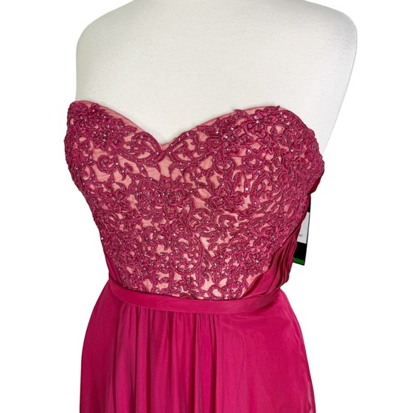 LA FEMME Strapless Prom Formal Dress Gown Cranberry Size 6 NWT - Picture 6 of 16